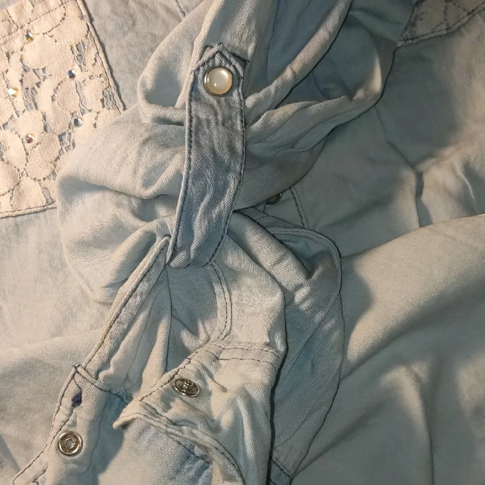 Justice Blue and White Blouse with Collared Neckline Girls 14